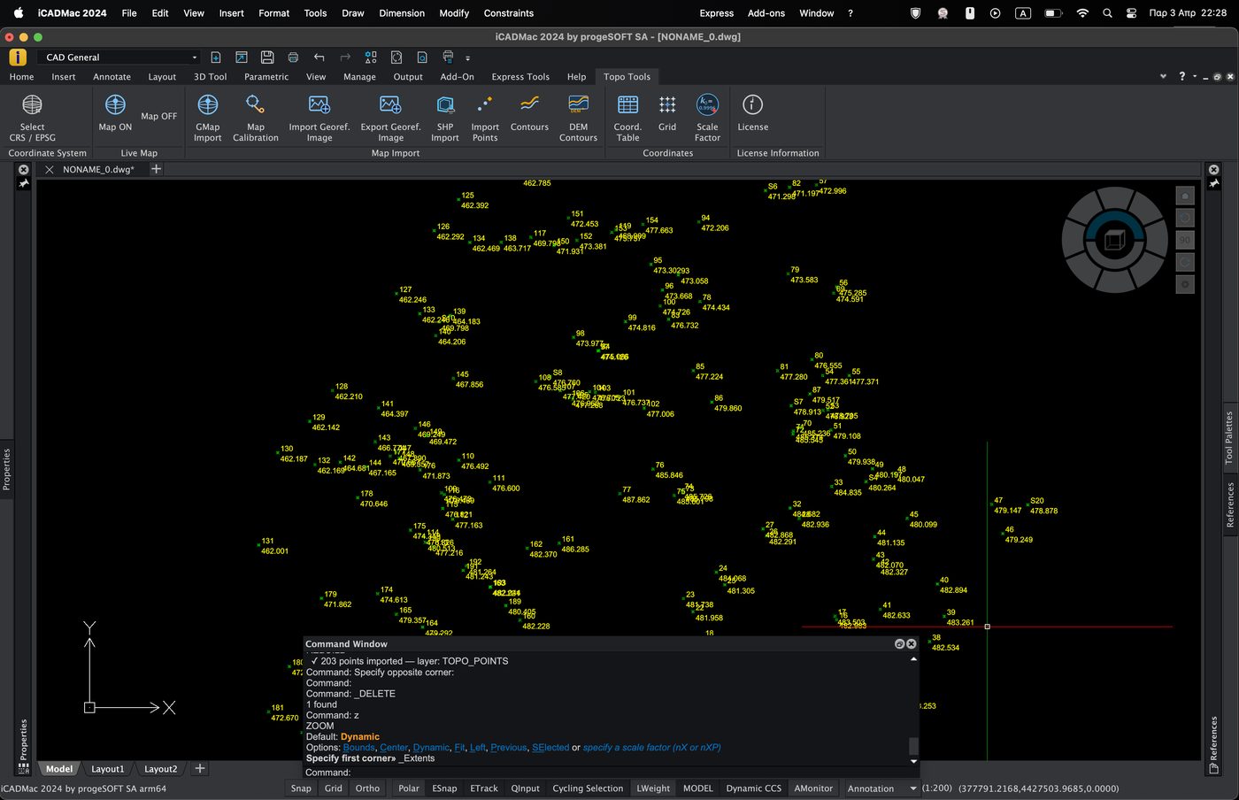 Survey point import from TXT CSV into CAD on macOS — land surveyor tool for Apple Silicon Mac